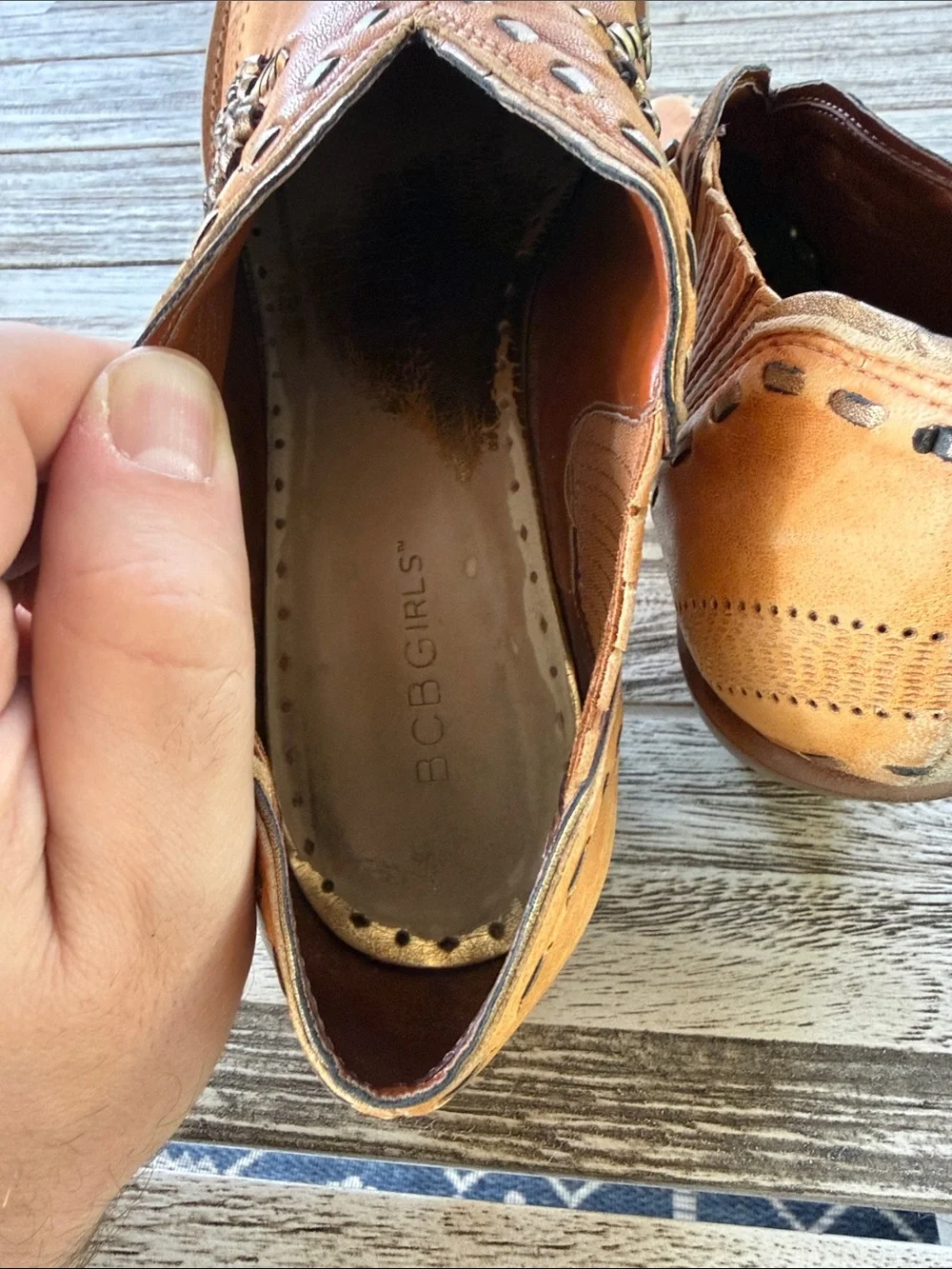 BCBGirls Tan Studded Western Ankle Booties SMOKE FREE HOME